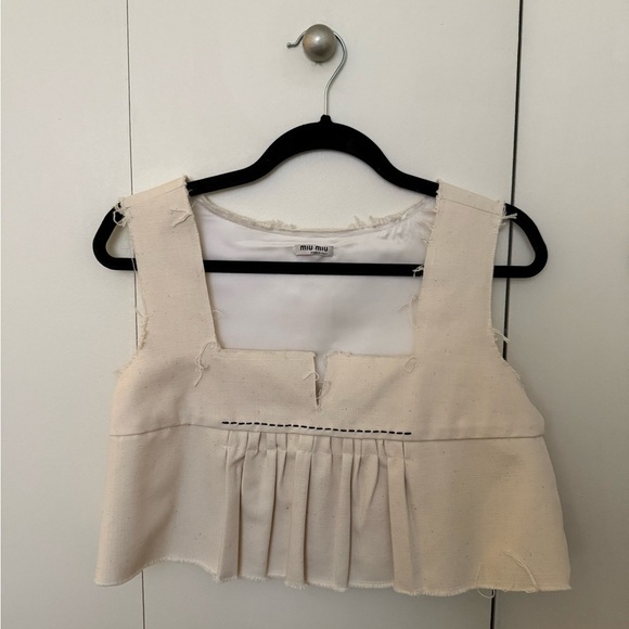 Miu Miu Tops - Miu Miu Cream Cropped Top